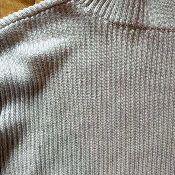 Cozy Cream Ribbed 100% Cotton Mock Neck Sweater - Picture 6 of 8